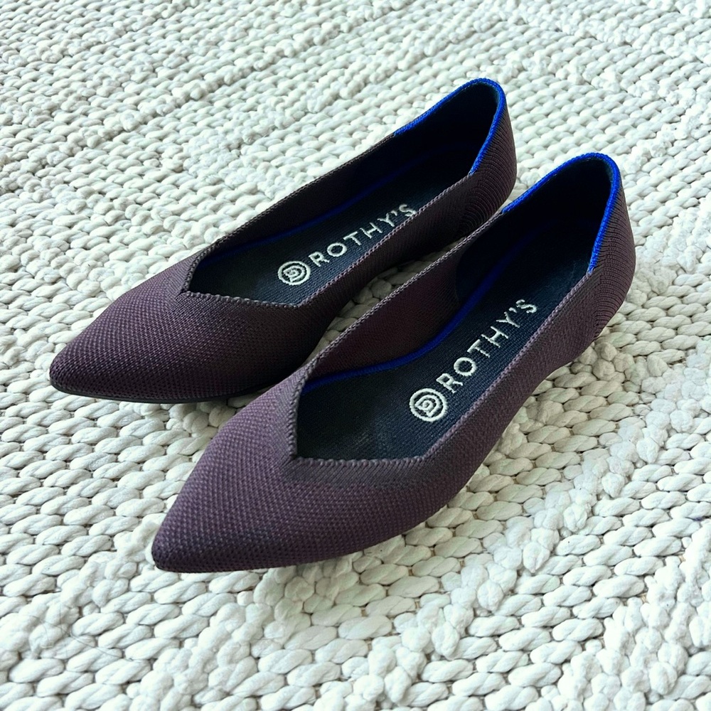 ROTHYS The Point Pointed Toe Flats Port Purple *Retired* Womens Size 6.5 EUC